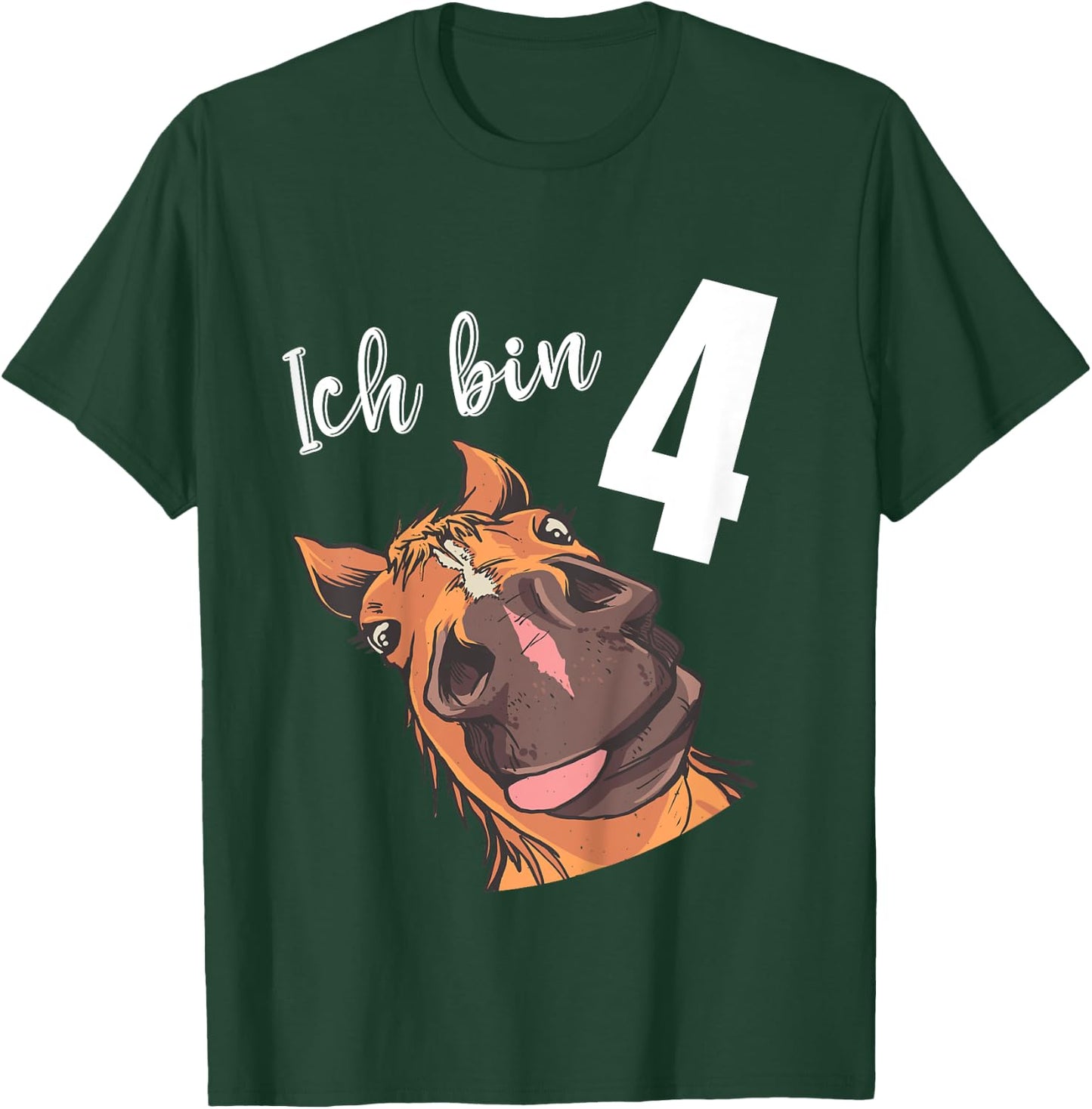 Children's 4 Years Boy Girl 4th Birthday Horse , black T-Shirt - T-Shirt | Forest