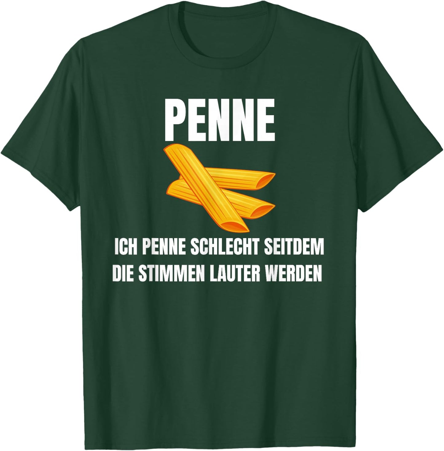 with German Text "Ich penne schlecht seit dem die Stimmen lauter werden werden, black T-Shirt - T-Shirt | Forest