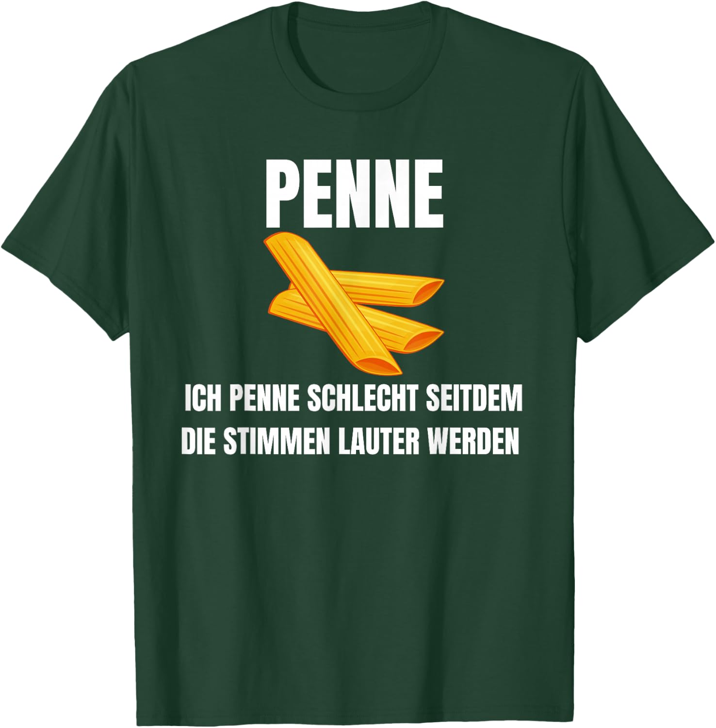 with German Text "Ich penne schlecht seit dem die Stimmen lauter werden werden, black T-Shirt - T-Shirt | Forest