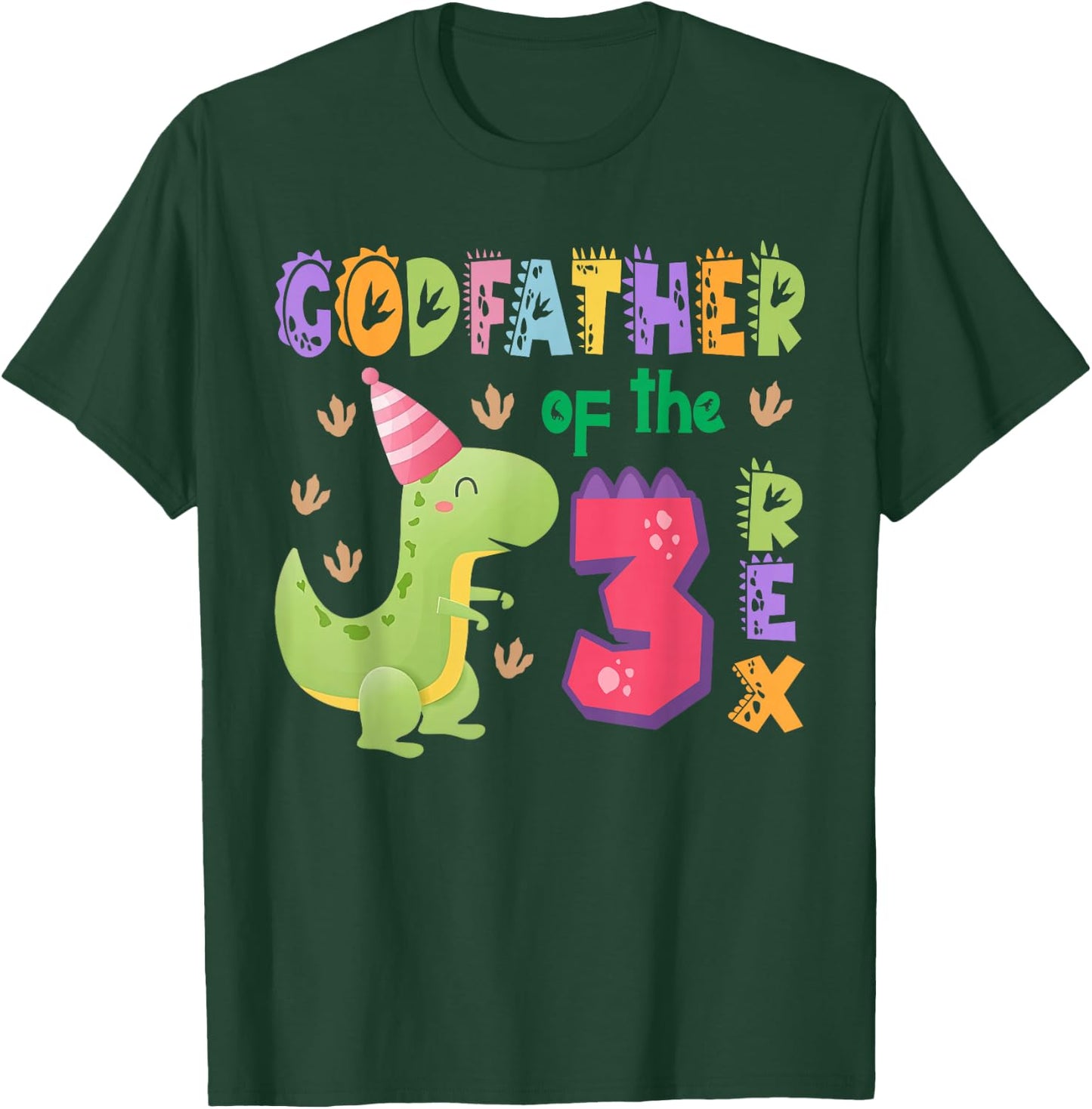 Godfather of the Three Rex Birthday Dinosaur Family Matching T-Shirt - T-Shirt | Forest
