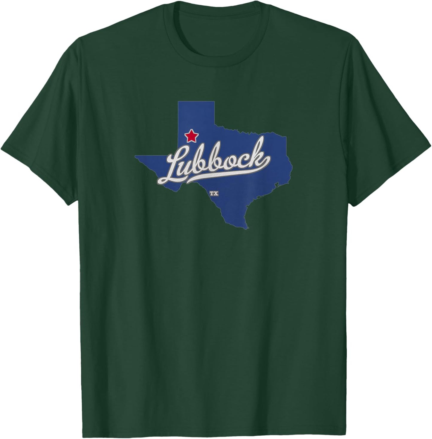 Lubbock Texas TX Map T-Shirt - T-Shirt | Forest