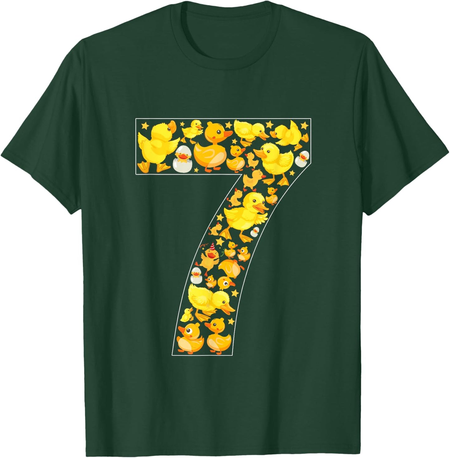 7th Birthday Cute Duck Theme 7 Year Old Boy Girl Birthday T-Shirt - T-Shirt | Forest