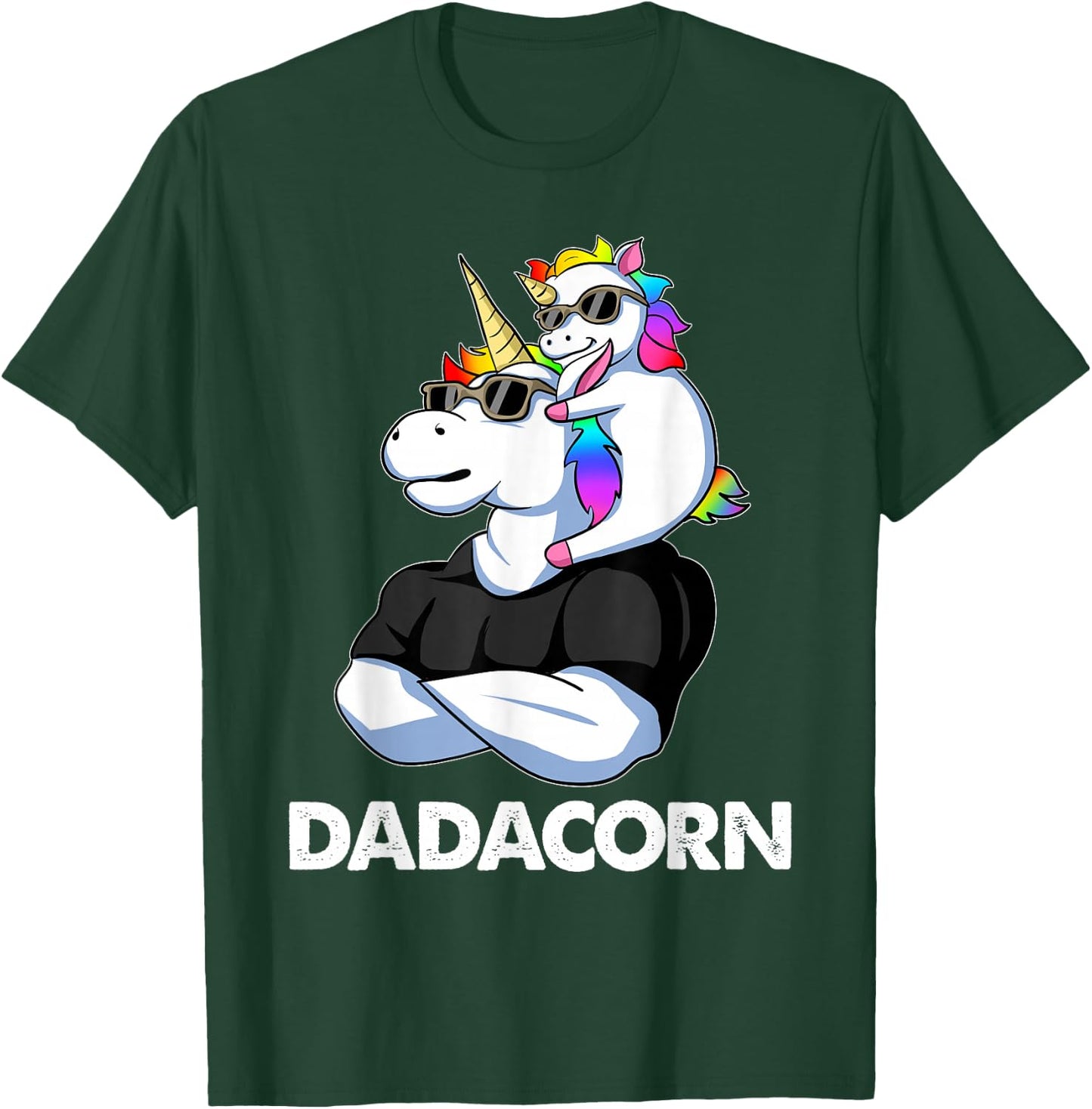 Dadacorn - Unicorn Dad and Baby Christmas Papa Father's Day Small T-Shirt - T-Shirt | Forest