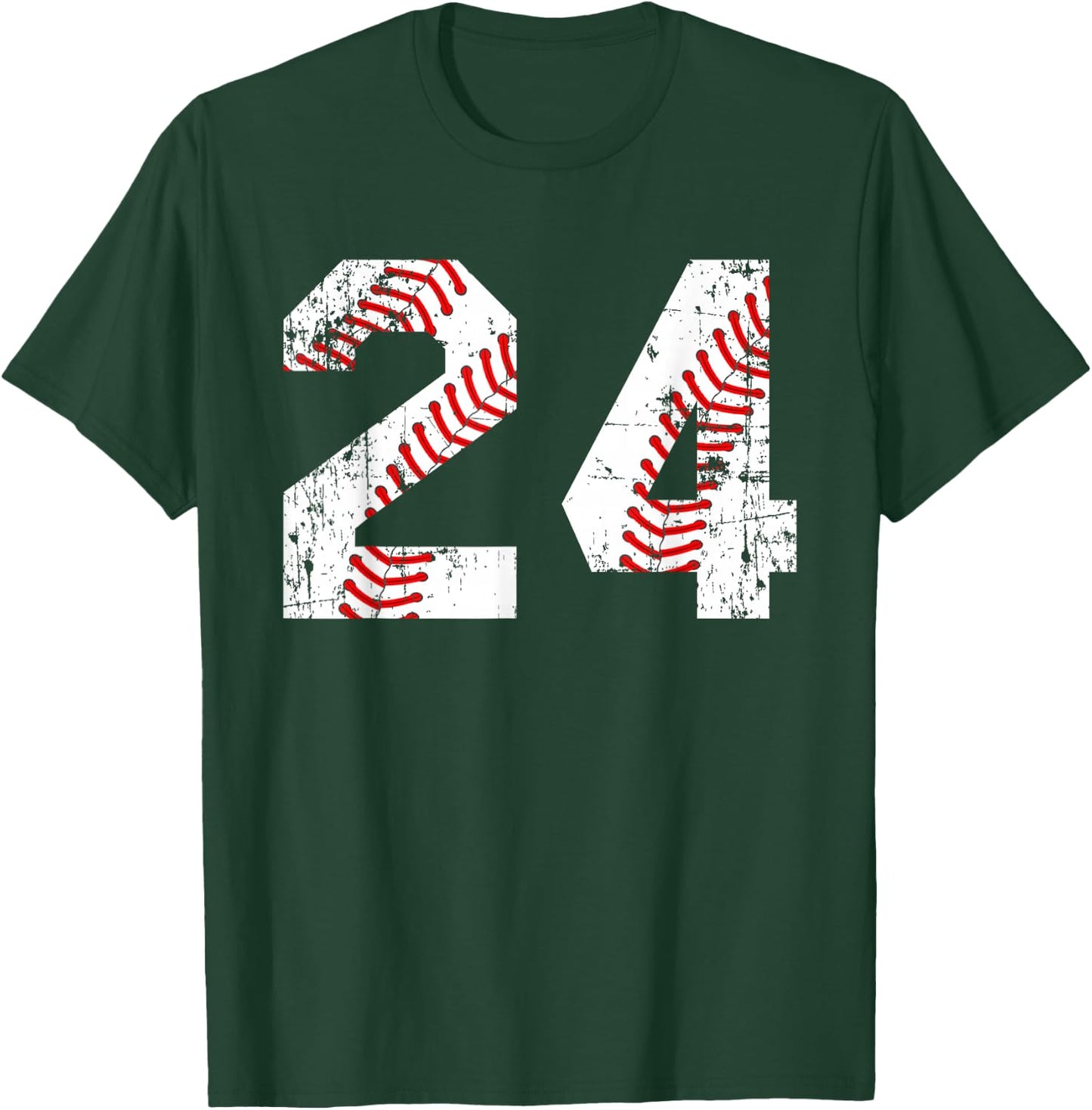 Vintage Baseball 24 Jersey Number T-Shirt - T-Shirt | Forest