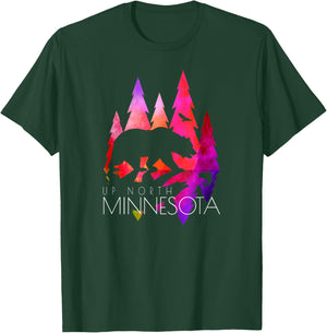 Minnesota - Stylish Up North Colorful Bear - Minnesota T-Shirt - T-Shirt | Forest
