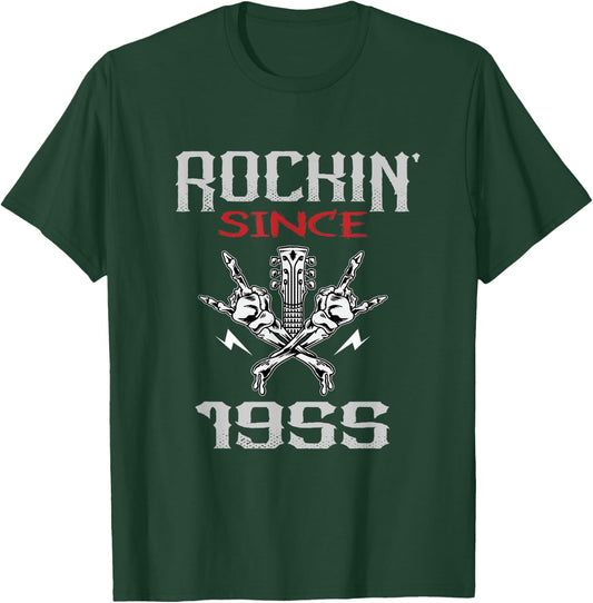 Rockin Since 1955 Classic Rock Guitar Year Of Birth Birthday T-Shirt - T-Shirt | Forest