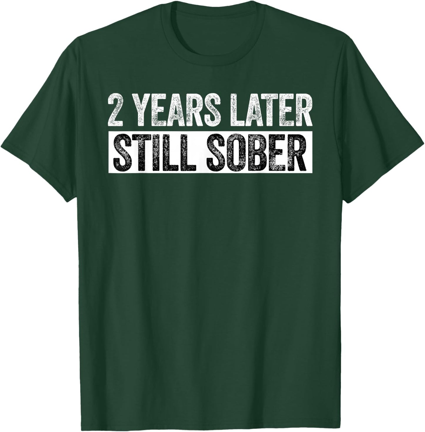 2 Years Sober Funny 2 Years Sobriety Anniversary Recovery T-Shirt - T-Shirt | Forest