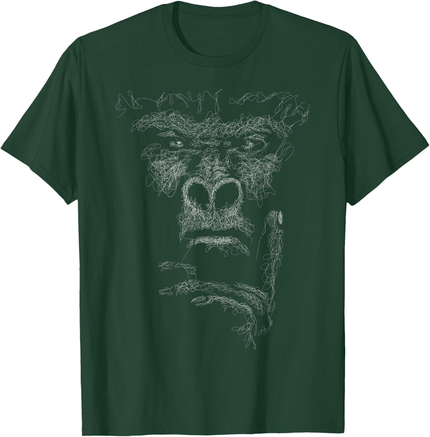 gorilla face thinking scribble art head for lover Silverback T-Shirt - T-Shirt | Forest