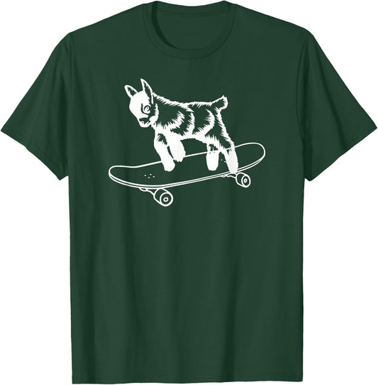 funny baby goat on Skateboard T-Shirt - T-Shirt | Forest