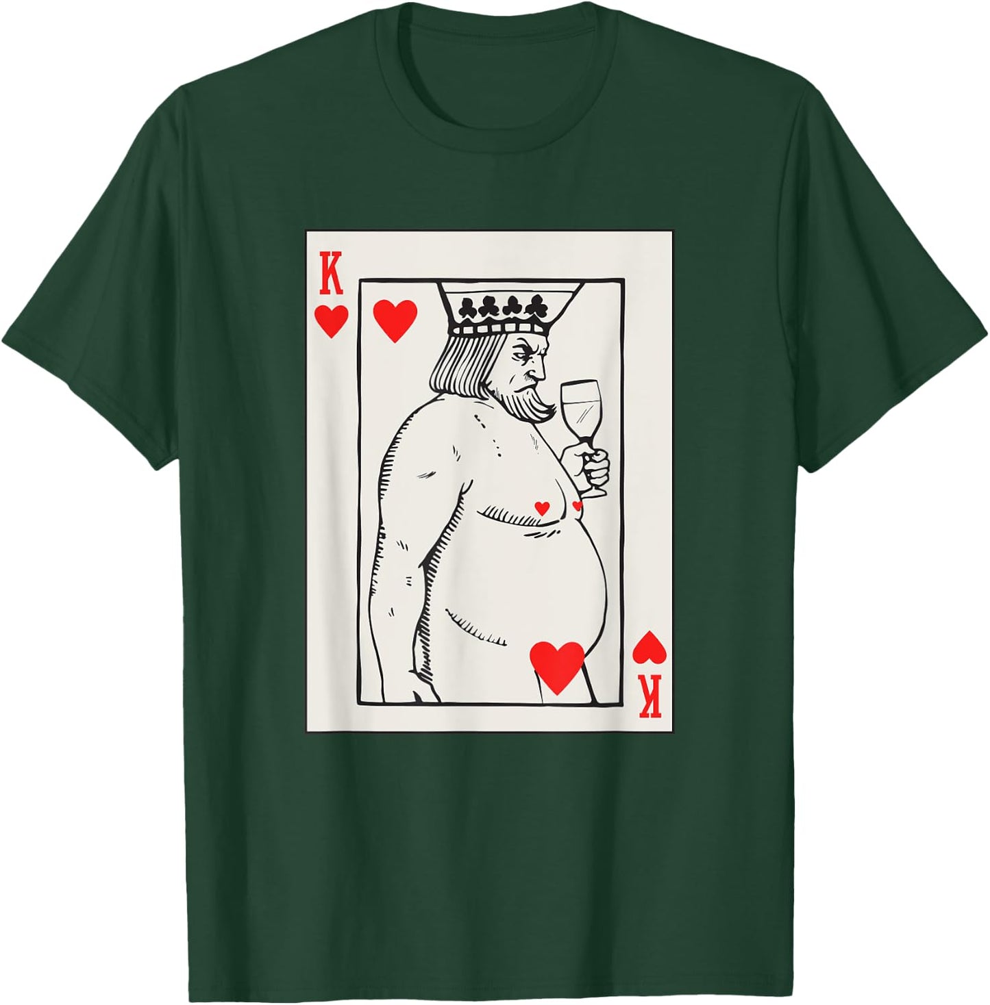 Jeu de cartes en forme de cœur Roi avec vin T-Shirt - T-Shirt | Forest