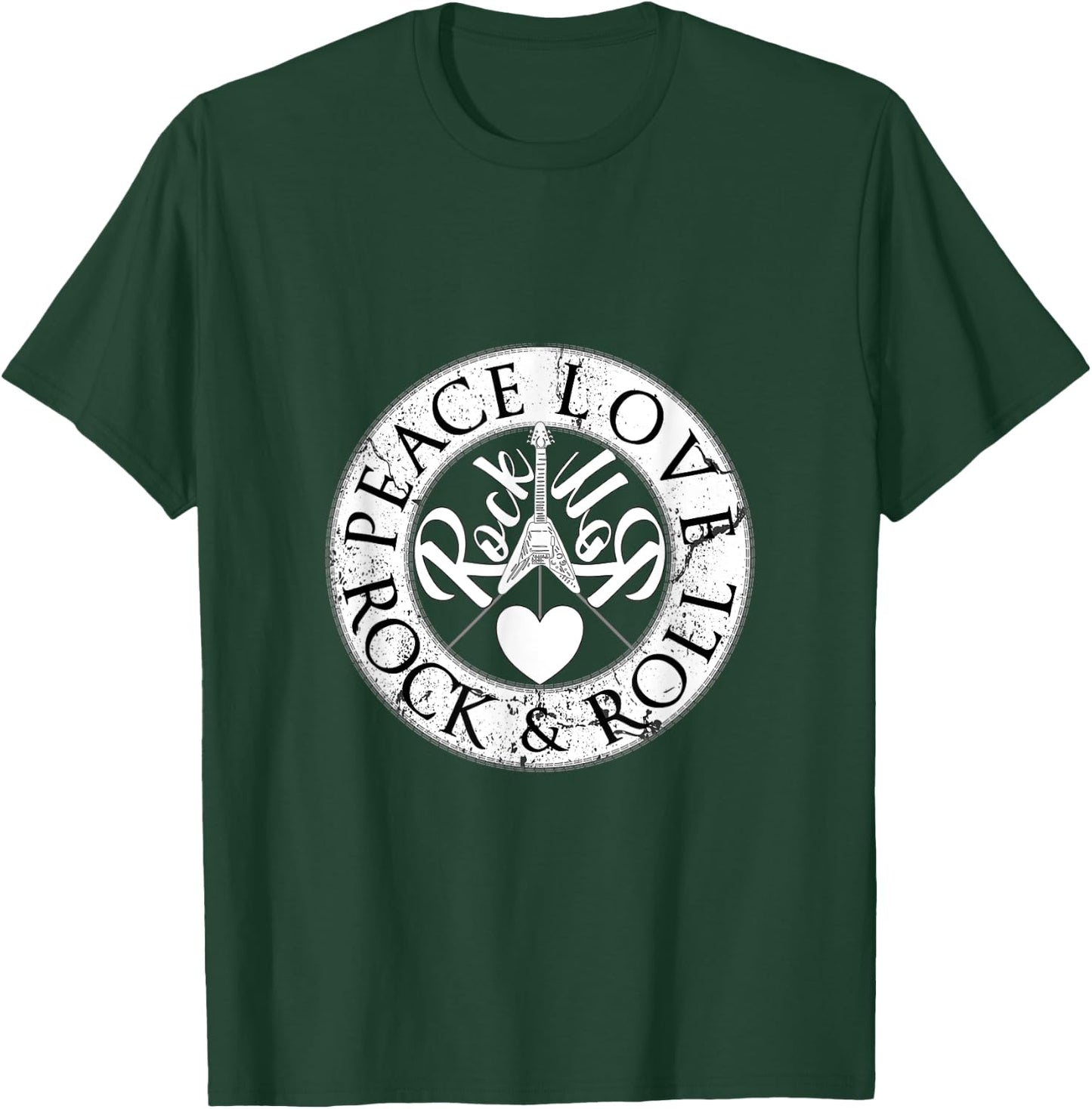 Peace Love and Rock'n'Roll Spruch Rocker-Motiv T-Shirt - T-Shirt | Forest