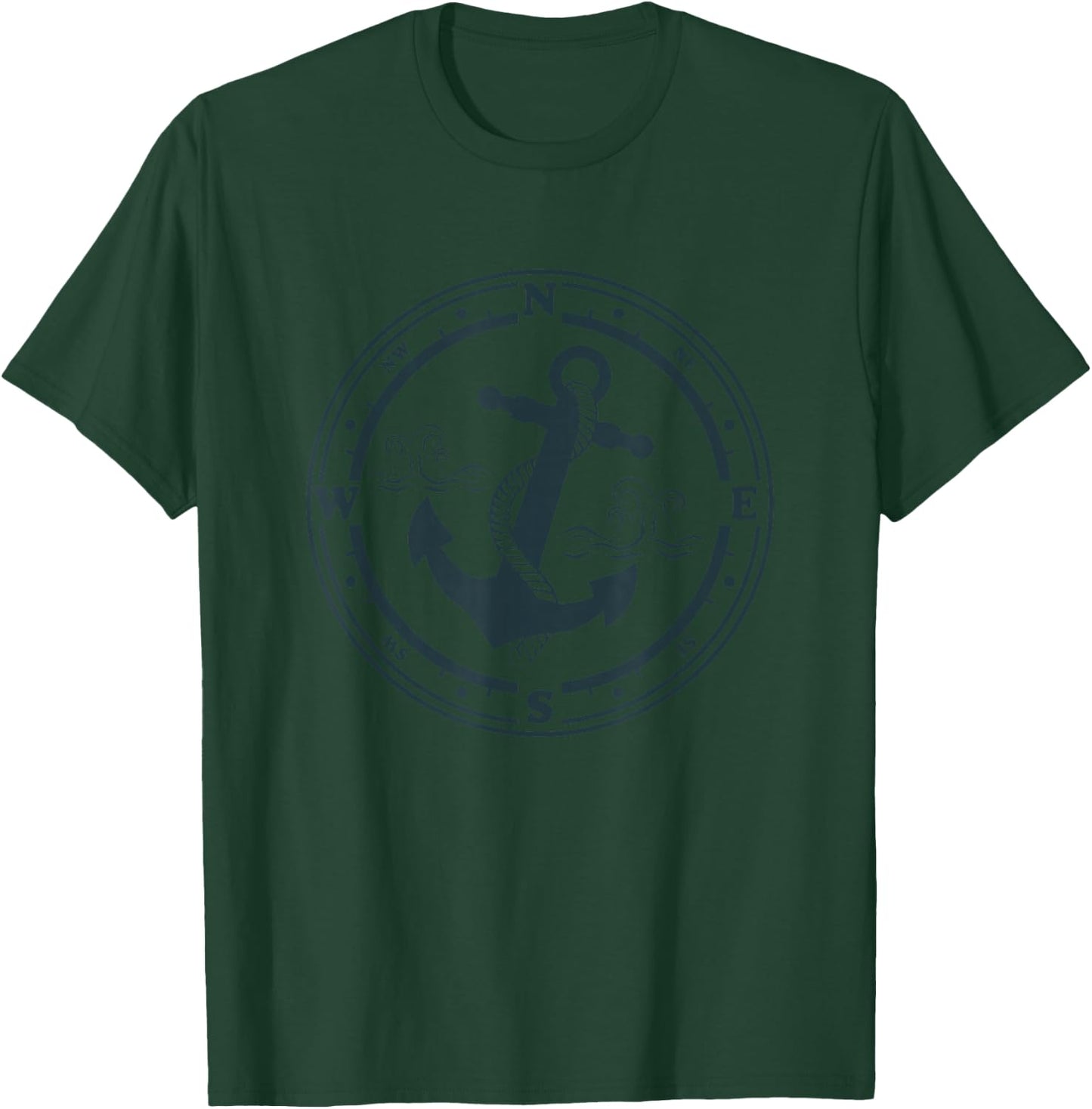 Compass Anchor Nautical Design with Compass Captain Sailor T-Shirt - T-Shirt | Forest