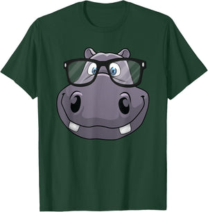 Cool Hippo Women Toddler Reading Hippopotamus Zoo T-Shirt - T-Shirt | Forest