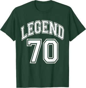 Legend 70 Number Varsity Team - 70th Birthday & 70 Years Old T-Shirt - T-Shirt | Forest