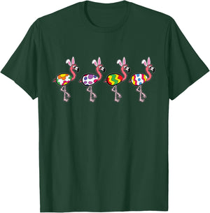 Flamingo Egg Bunny Ears Easter Cute Bird Rabbit Spring T-Shirt - T-Shirt | Forest