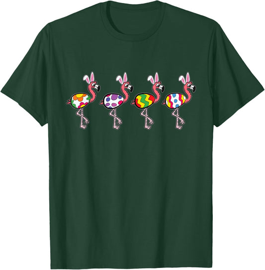 Flamingo Egg Bunny Ears Easter Cute Bird Rabbit Spring T-Shirt - T-Shirt | Forest