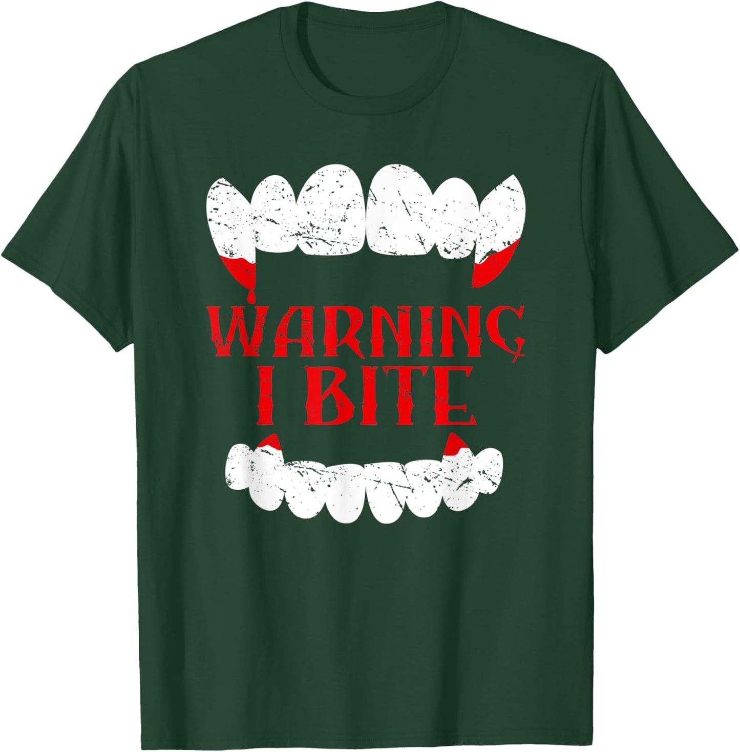 Halloween Vampire Design Warning I Bite Scary Vampire Funny T-Shirt - T-Shirt | Forest