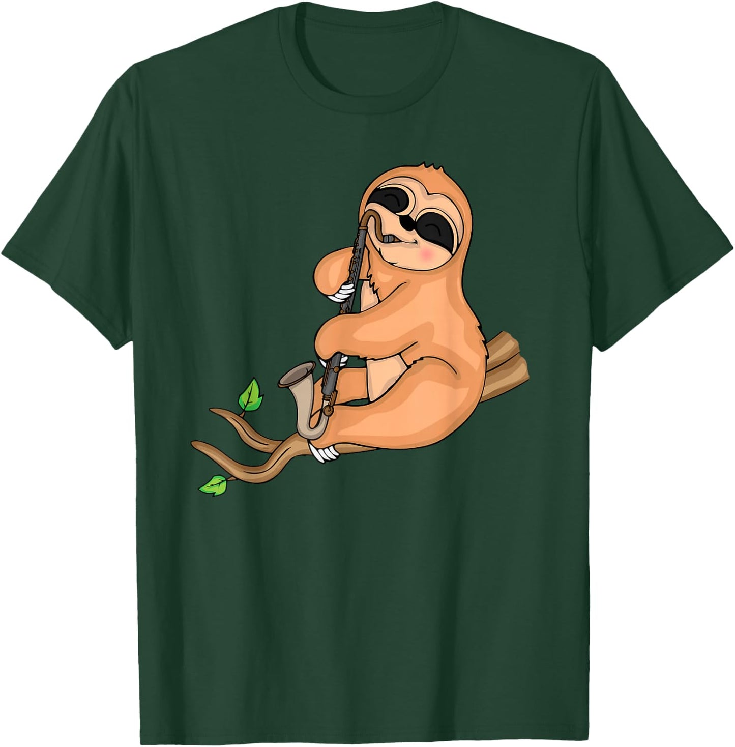 Sloth Bass Clarinet Player Kids Music Big Band Bass Clarinet T-Shirt - T-Shirt | Forest