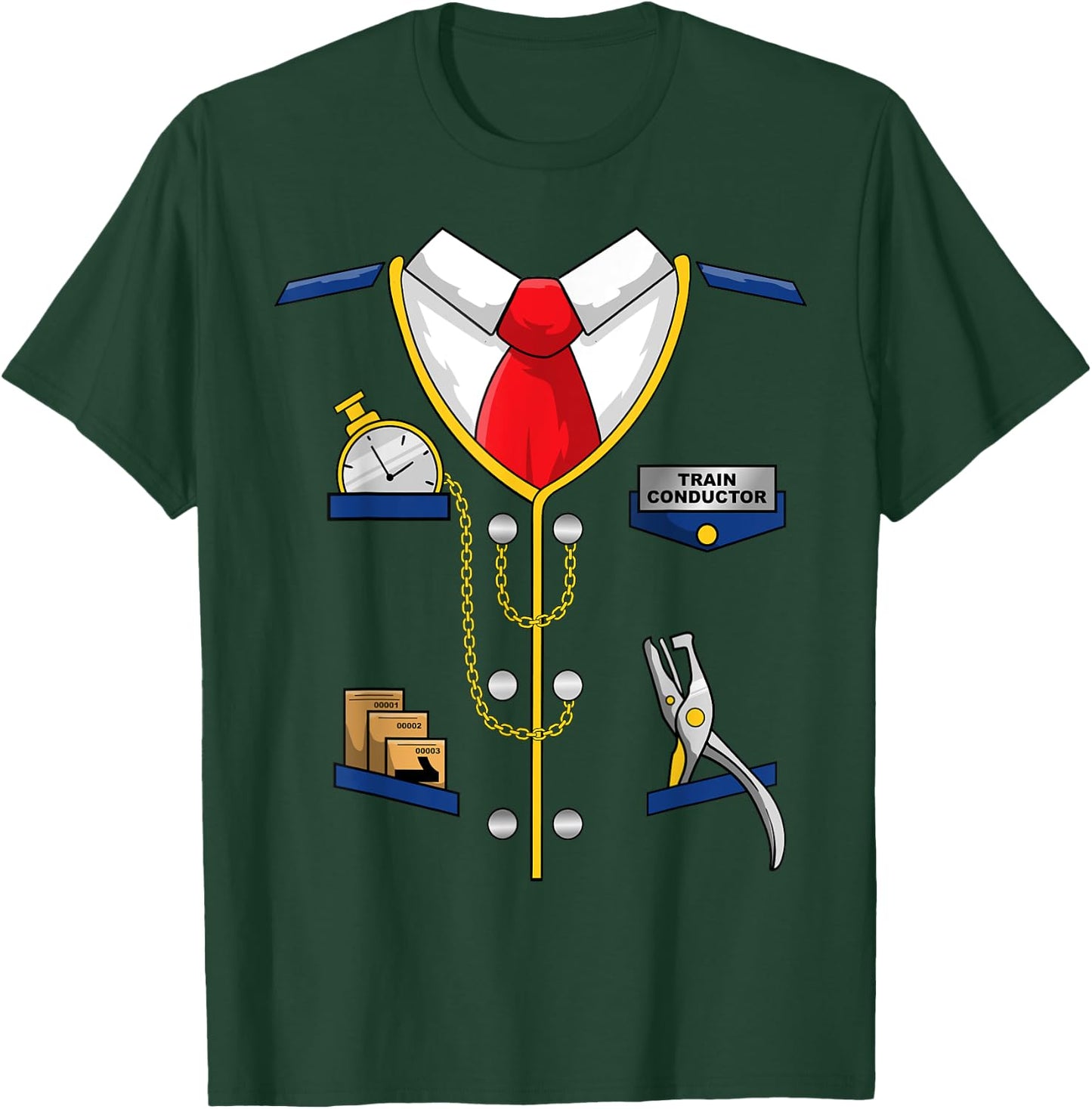 Train Conductor Costume Shirt- Men Women Kids - Train Driver T-Shirt - T-Shirt | Forest