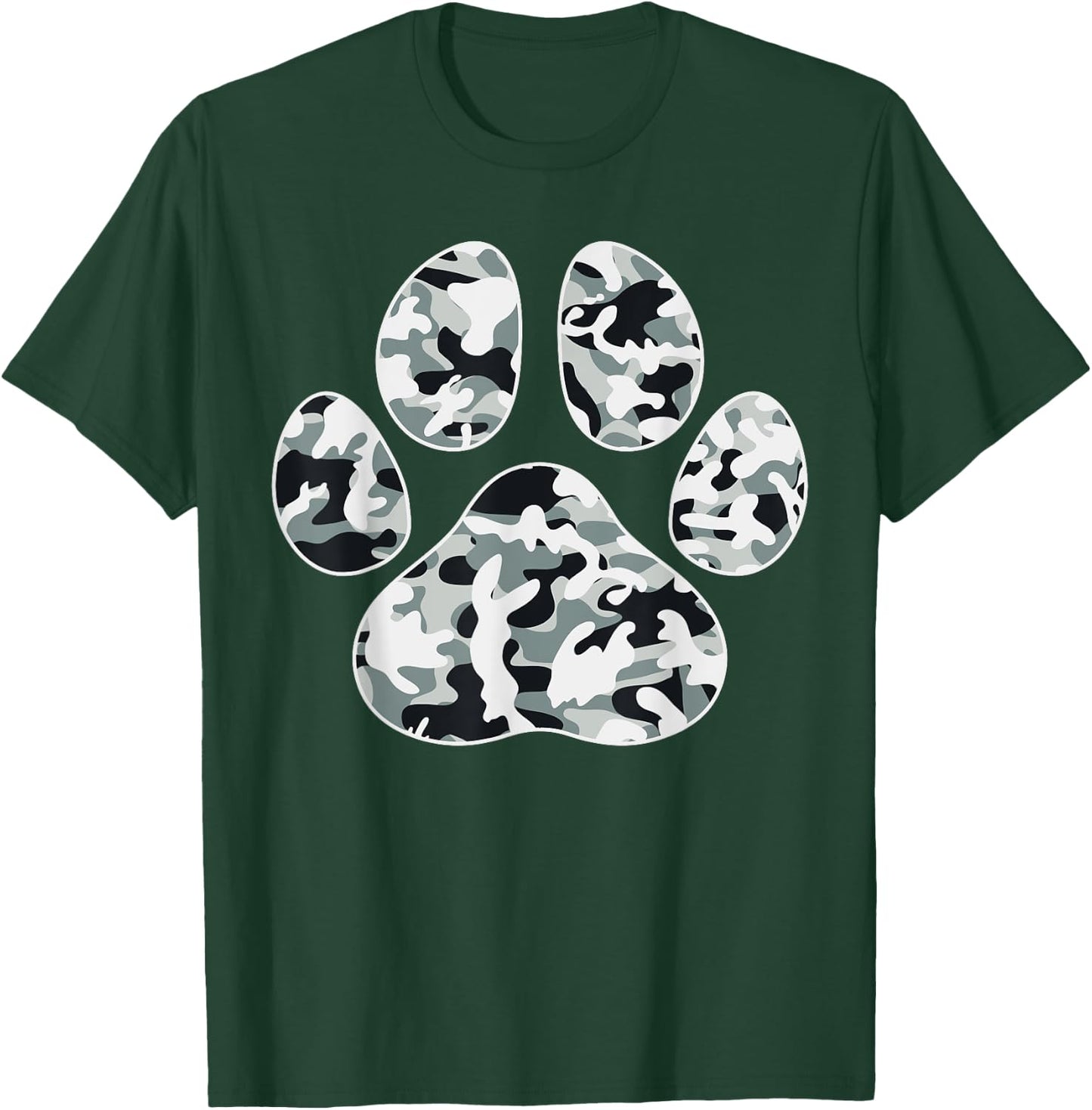 Cute Camo Paw Print Pet Owner Camouflage Paw Print Dog Lover Men Women Kids T-Shirt - T-Shirt | Forest
