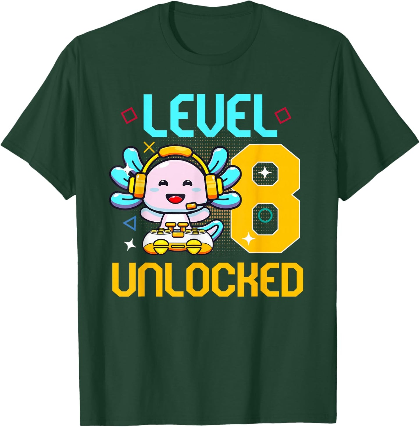 8th Axolotl Birthday Party 8 Year Old Axolotls Birthday T-Shirt - T-Shirt | Forest