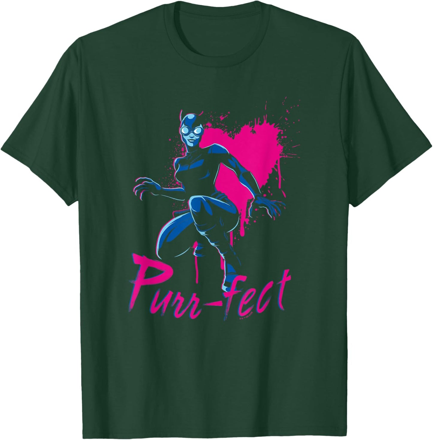 DC Comics Valentine's Day Catwoman Purr-FECT Heart Splatter T-Shirt - T-Shirt | Forest