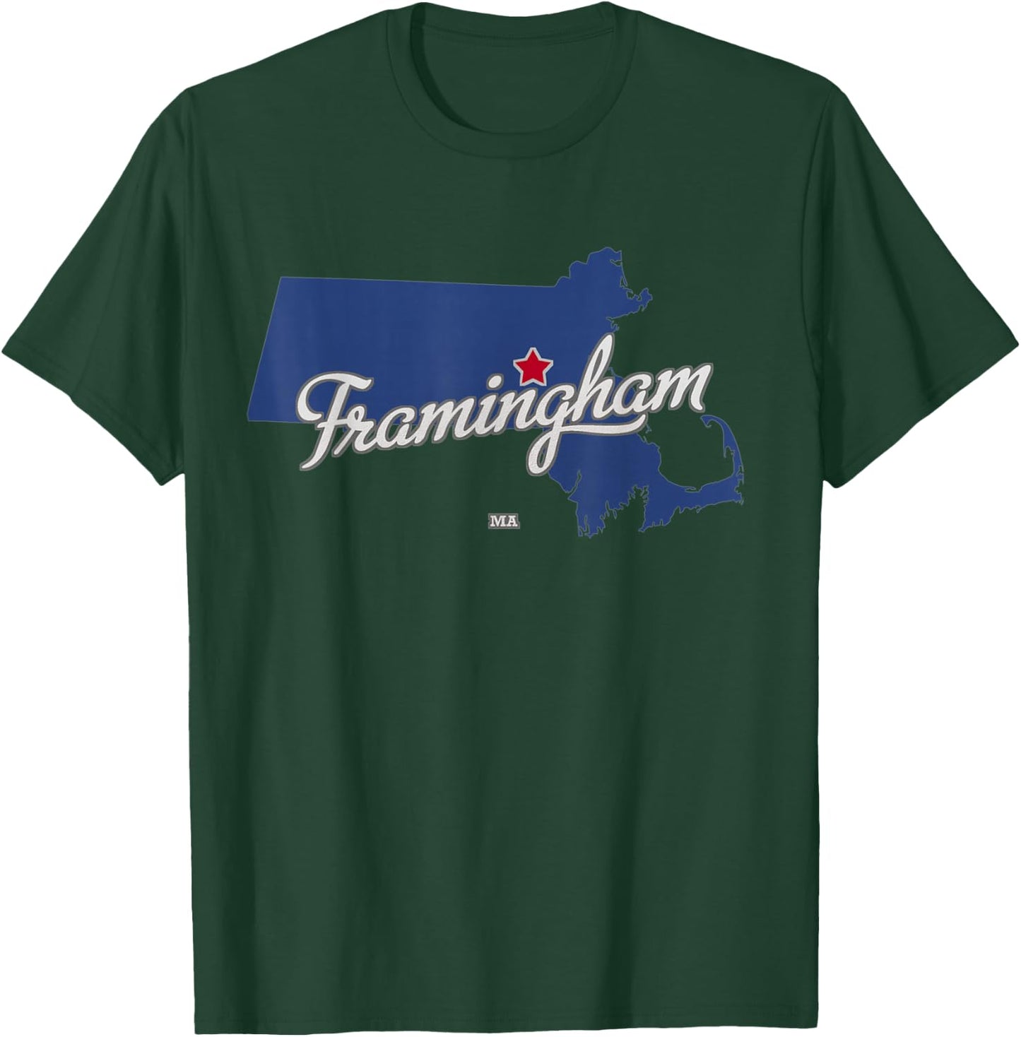Framingham Massachusetts MA Map T-Shirt - T-Shirt | Forest