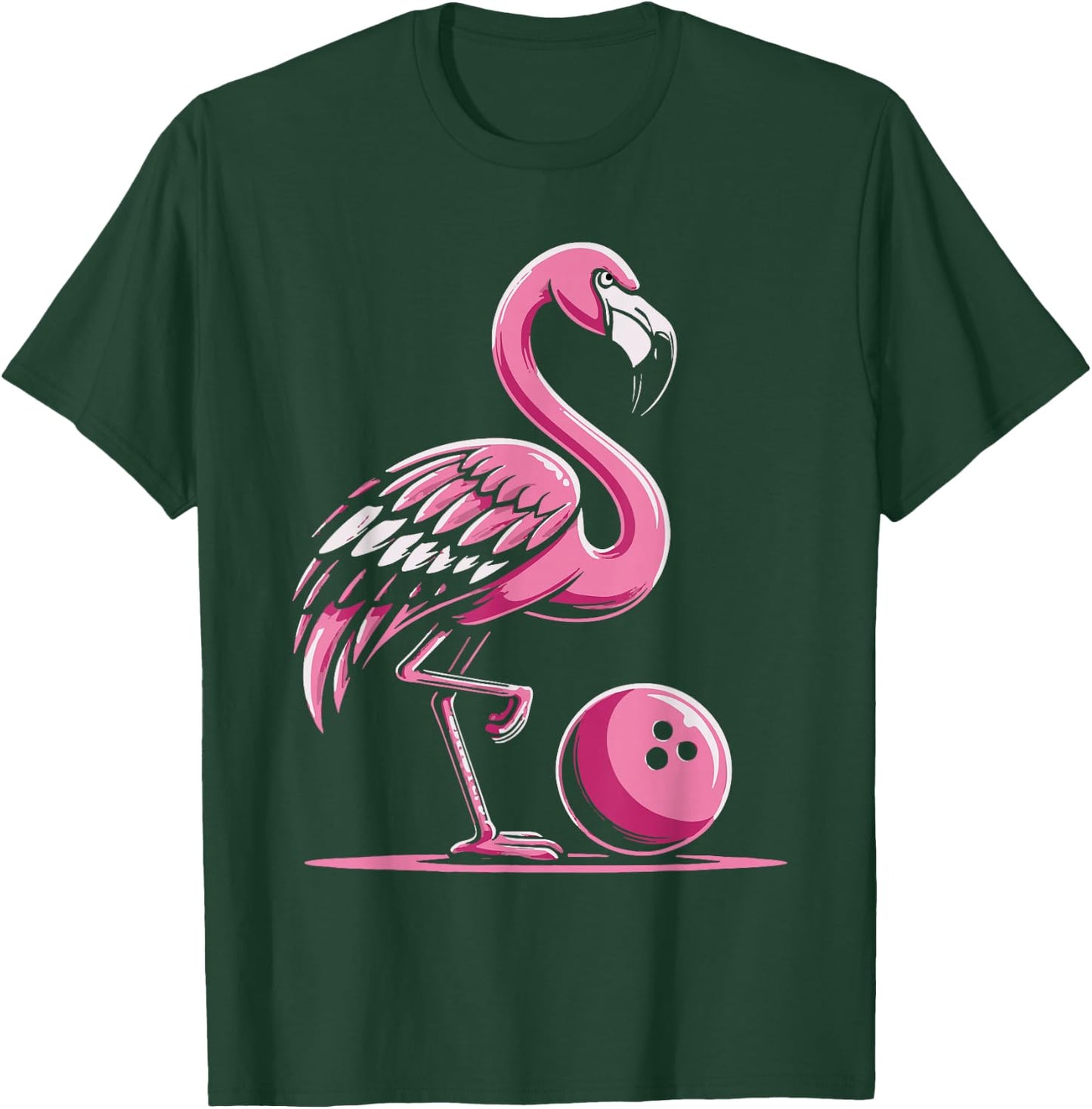 Flamingo Bowling Player Bowler T-Shirt - T-Shirt | Forest