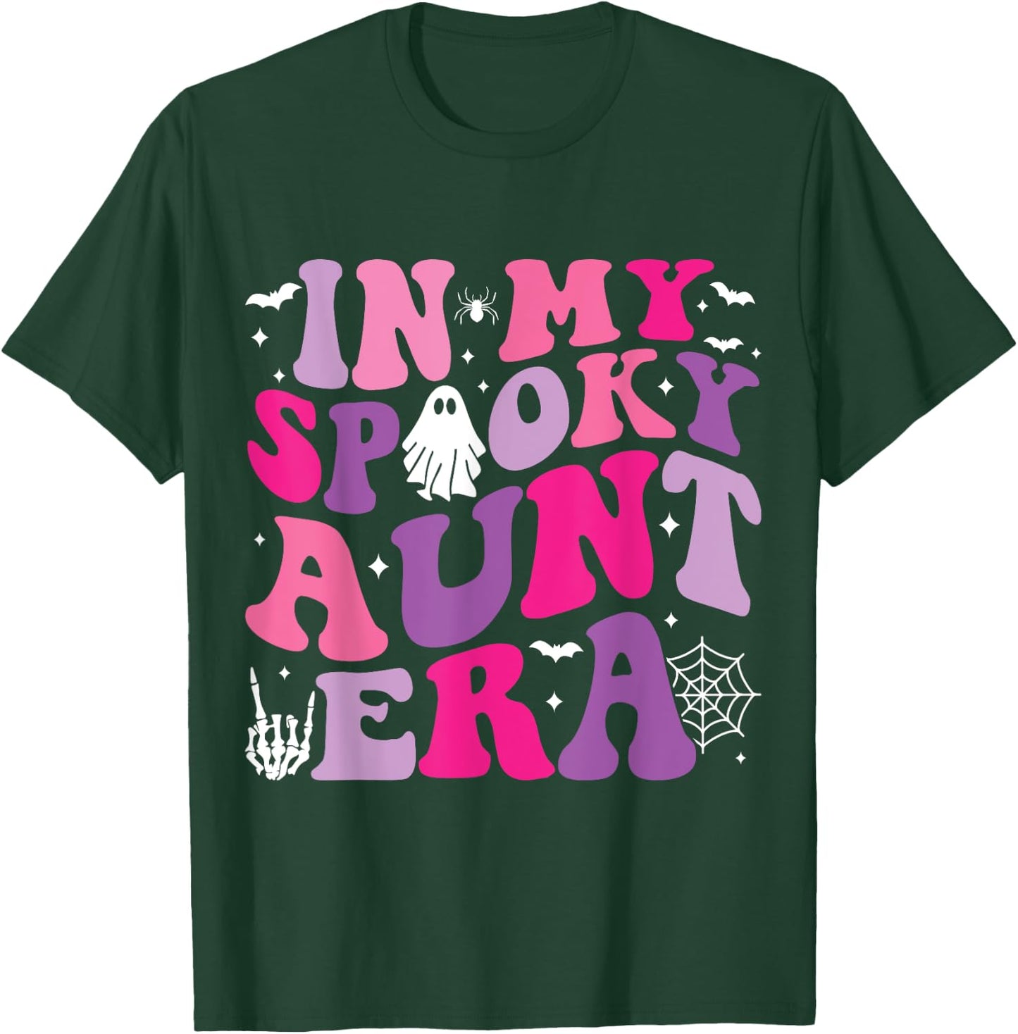 Groovy In My Spooky Aunt Era Hippie Halloween Auntie Ghost T-Shirt - T-Shirt | Forest