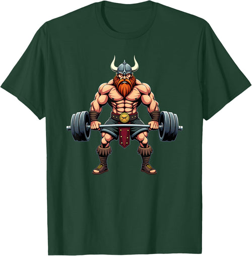 Fitness Viking Gymer Bodybuilder -Adults Workout Gym Viking Deadlift Weightlifting Black Short Sleeve Small