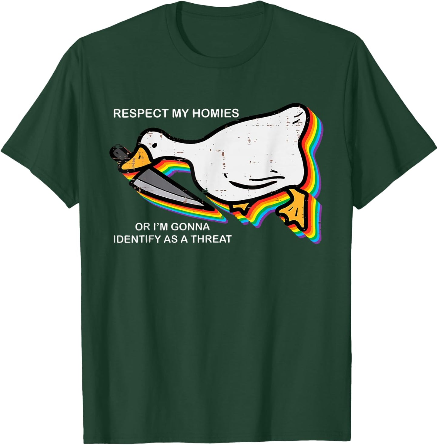 Cute Respect My Homies Silly Goose Ally Pride Month Gay LGBT T-Shirt - T-Shirt | Forest