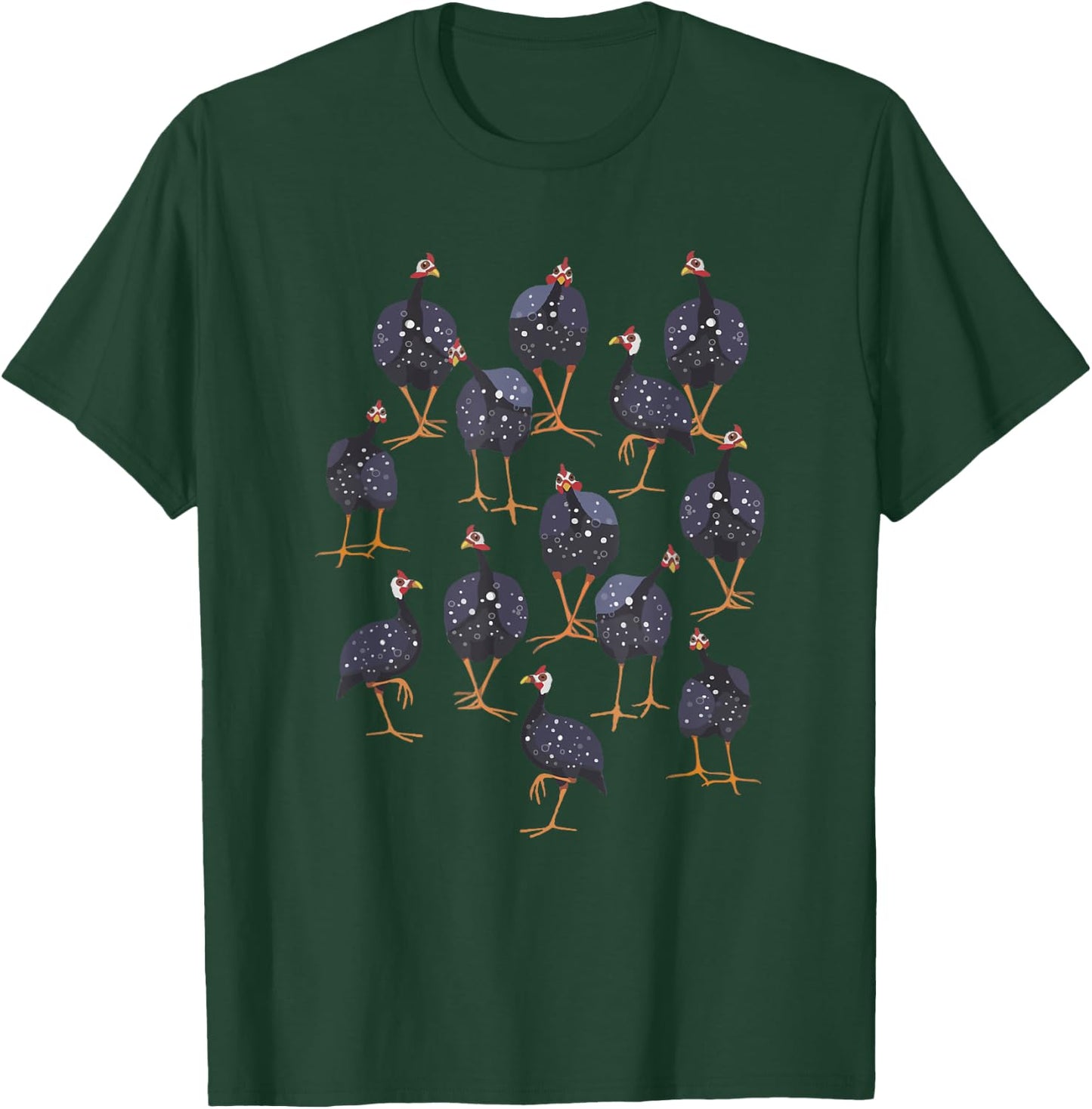 Guinea Fowl Hen Graphic Bird Art Pattern T-Shirt - T-Shirt | Forest