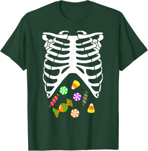 Skeleton Tummy Full of Candy Halloween Costume T-Shirt - T-Shirt | Forest