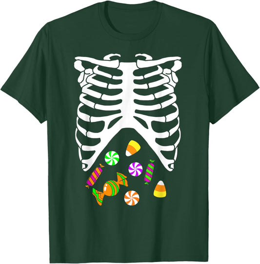 Skeleton Tummy Full of Candy Halloween Costume T-Shirt - T-Shirt | Forest