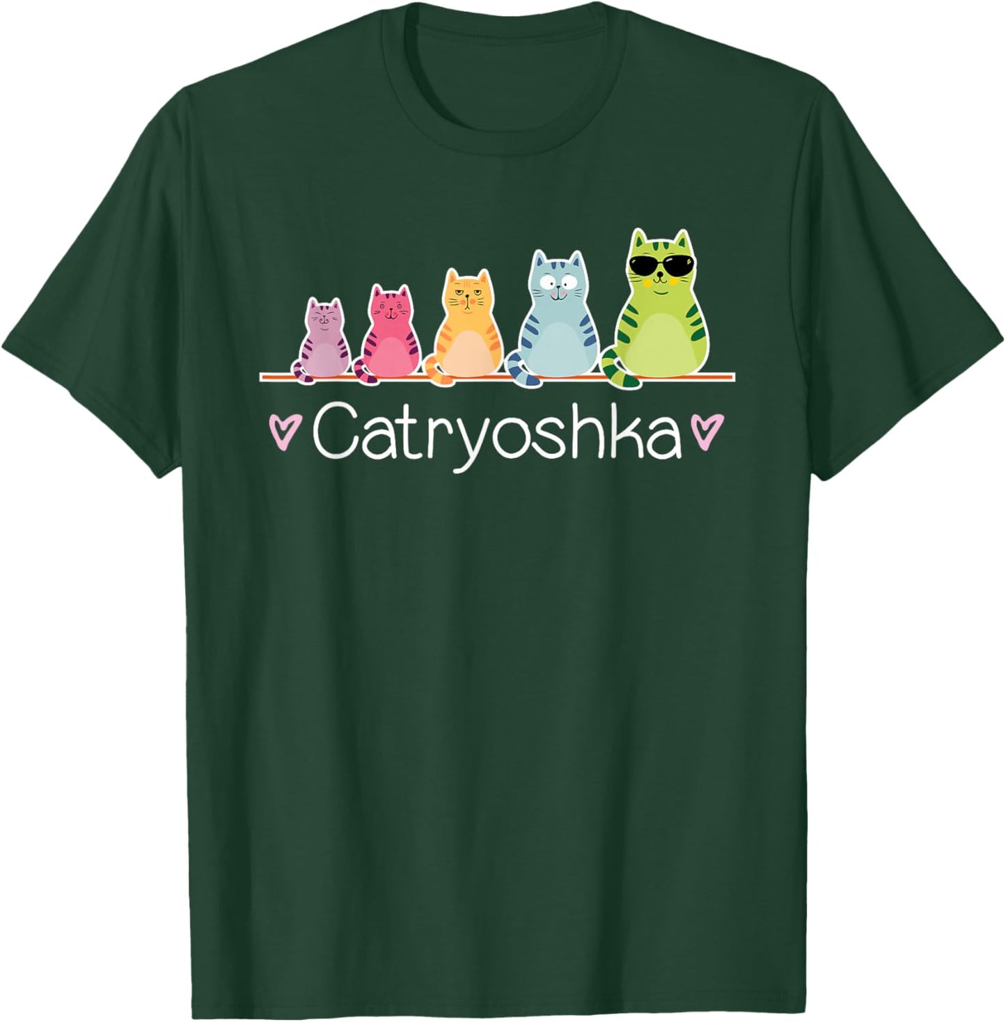 Babushka Dolls Kitties Cat Lover Catryoshka Cute Cats Matryoshka Russian Nesting Doll Blue Small T-Shirt - T-Shirt | Forest