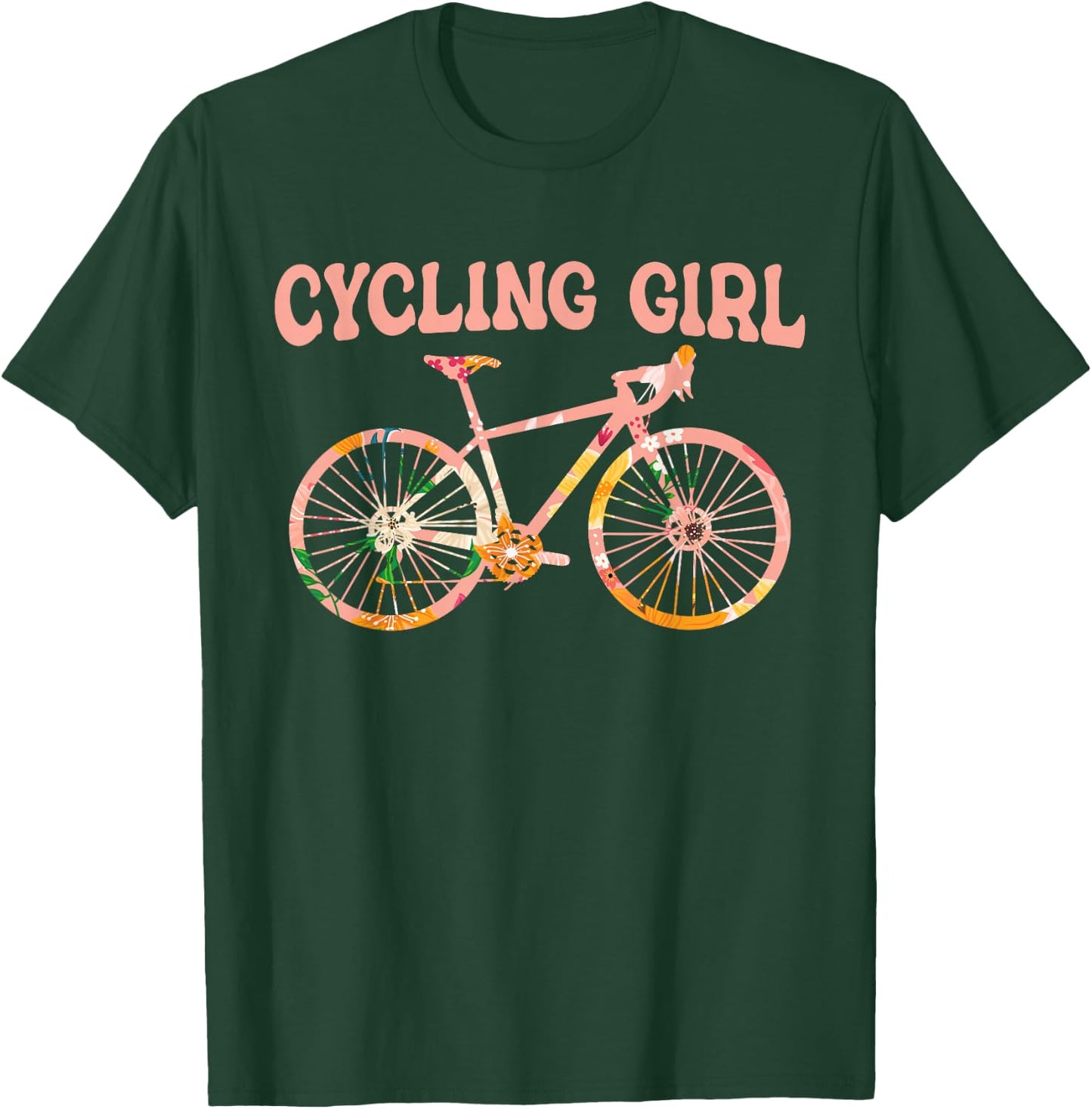 Cycling Girl - Funny Cycling Cyclist Bicycle T-Shirt - T-Shirt | Forest