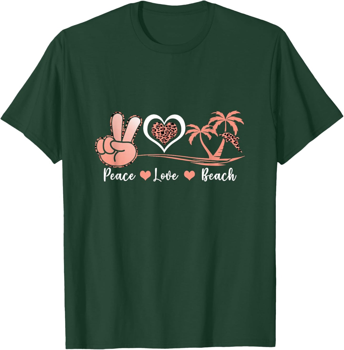 Leopard Peace Love Beach Cool Summer Vibes Beach Lovers T-Shirt - T-Shirt | Forest