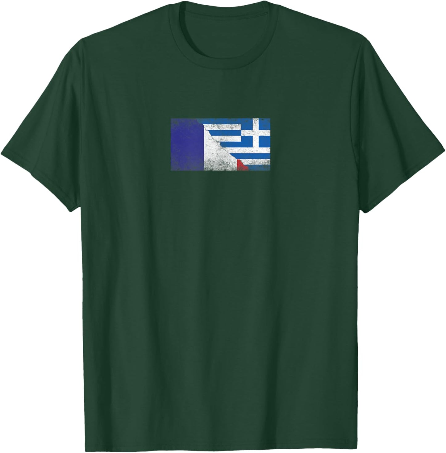 Flags France and Greece – French Greek , Black, S T-Shirt - T-Shirt | Forest