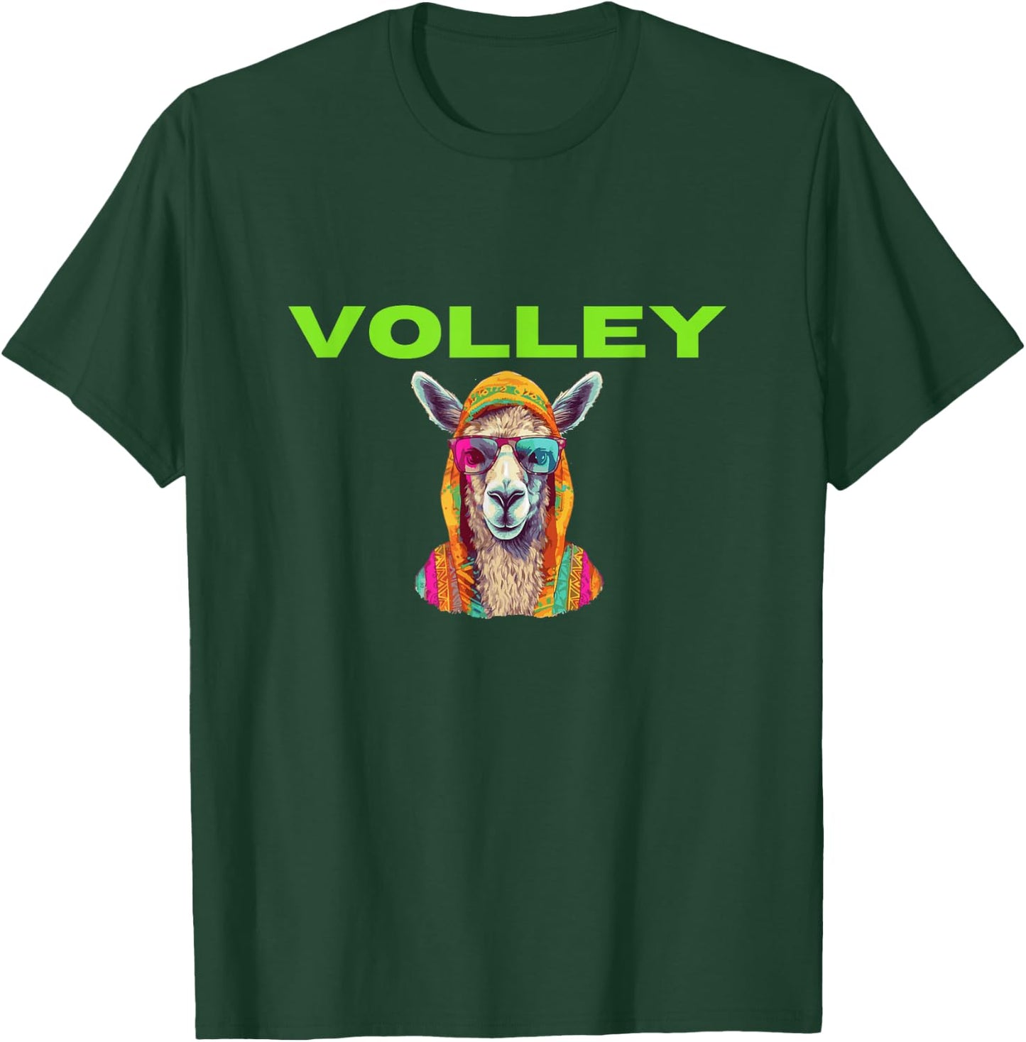 Volley Llama Funny Pickleball Shirt T-Shirt - T-Shirt | Forest