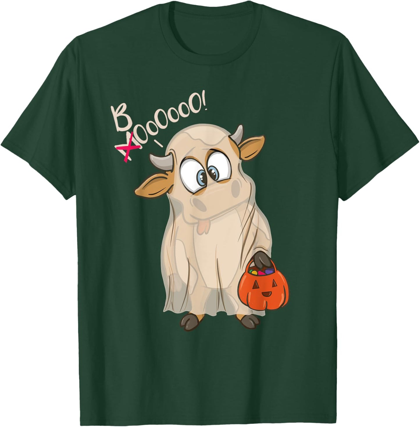 Halloween Cow As Ghost Mooing Boo Trick Treat Halloween Fun T-Shirt - T-Shirt | Forest
