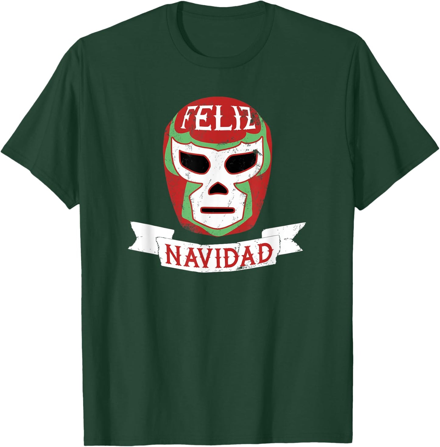 Lucha Libre Feliz Navidad Christmas Luchador Mask T-Shirt - T-Shirt | Forest