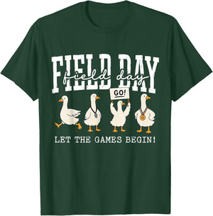 Field Day Goose Let The Games Begin School Sports Day T-Shirt - T-Shirt | Forest