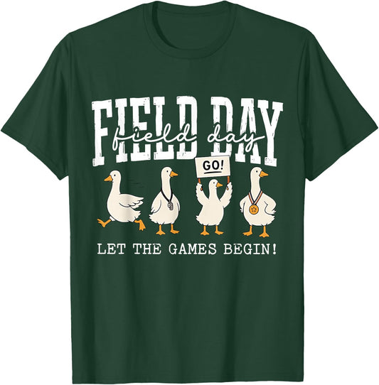 Field Day Goose Let The Games Begin School Sports Day T-Shirt - T-Shirt | Forest