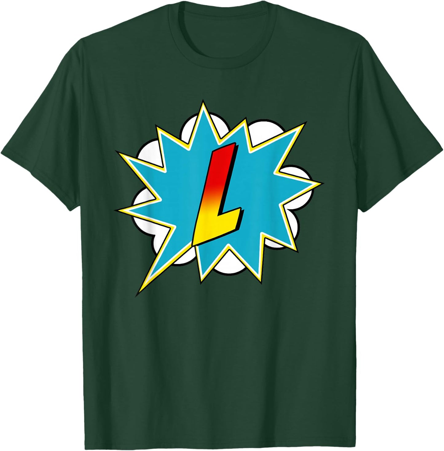 Letter L Superhero Name Comic Letter Retro Costume T-Shirt - T-Shirt | Forest