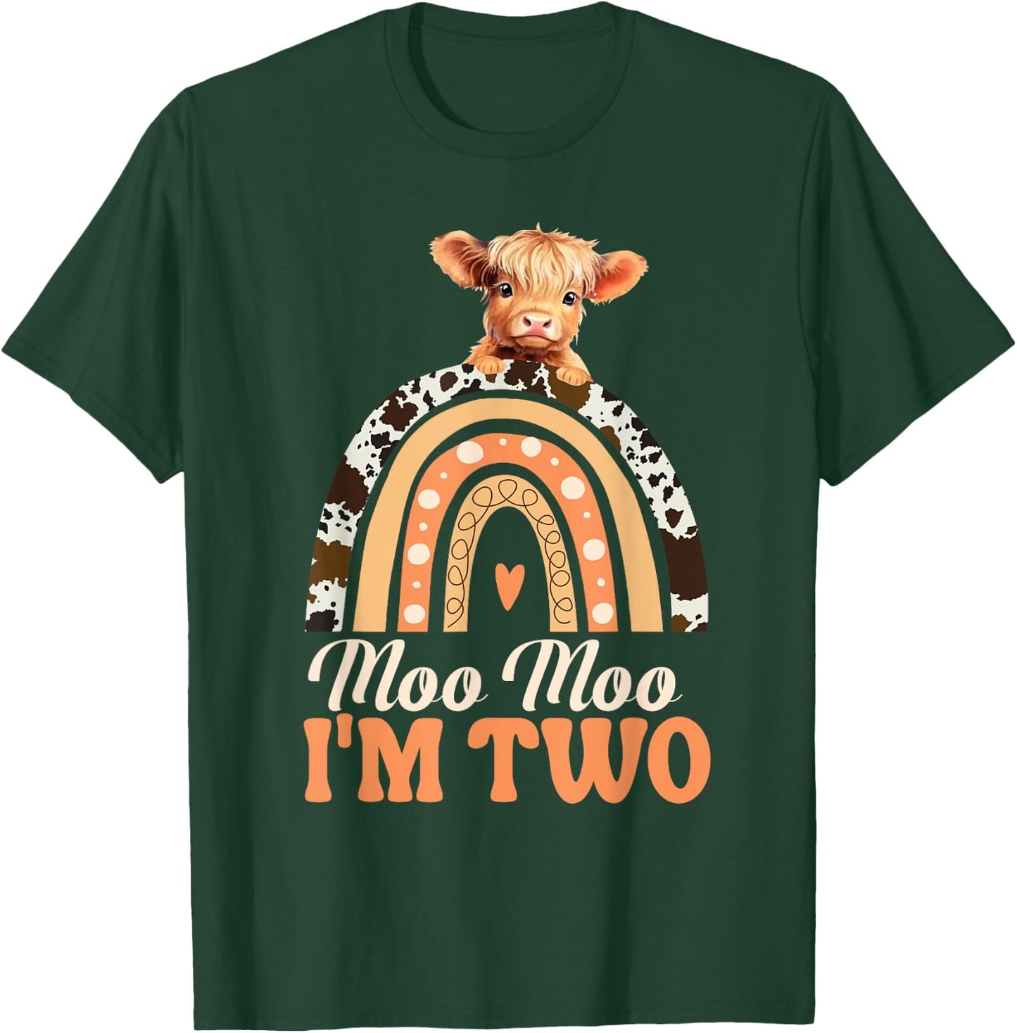 Moo Moo Im Two Birthday Decorations Highland Cow 2nd Bday T-Shirt - T-Shirt | Forest