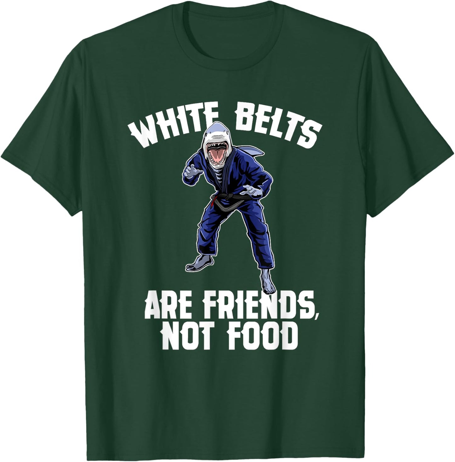 Funny White Belt Shark - Brazilian Jiu-Jitsu BJJ Gift T-Shirt - T-Shirt | Forest
