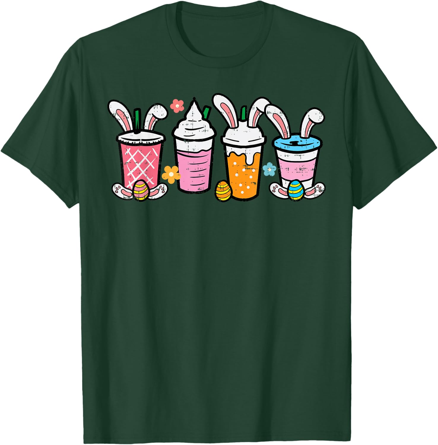 Easter Coffee Iced Latte Bunnies Cute Rabbit Men Women Kids T-Shirt - T-Shirt | Forest