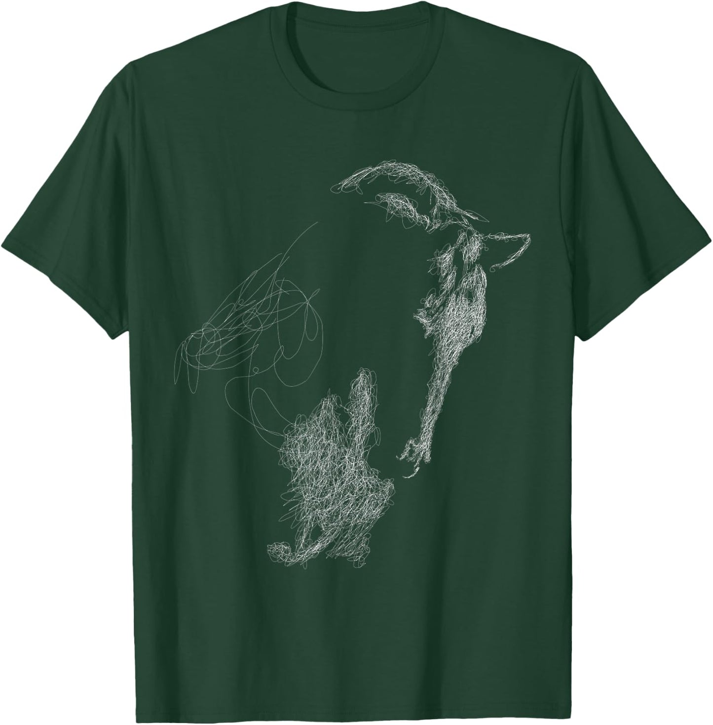 Horse Head Scribble Black Art Face for Lover Horses Taming T-Shirt - T-Shirt | Forest