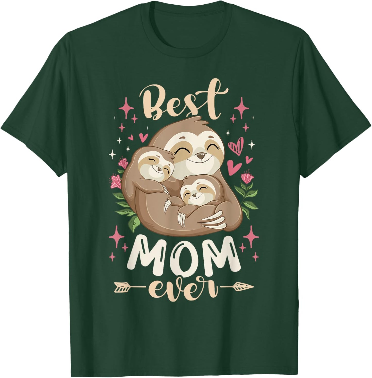 Best Mom Ever, Sloth Mother & Children, Mother's Day T-Shirt - T-Shirt | Forest