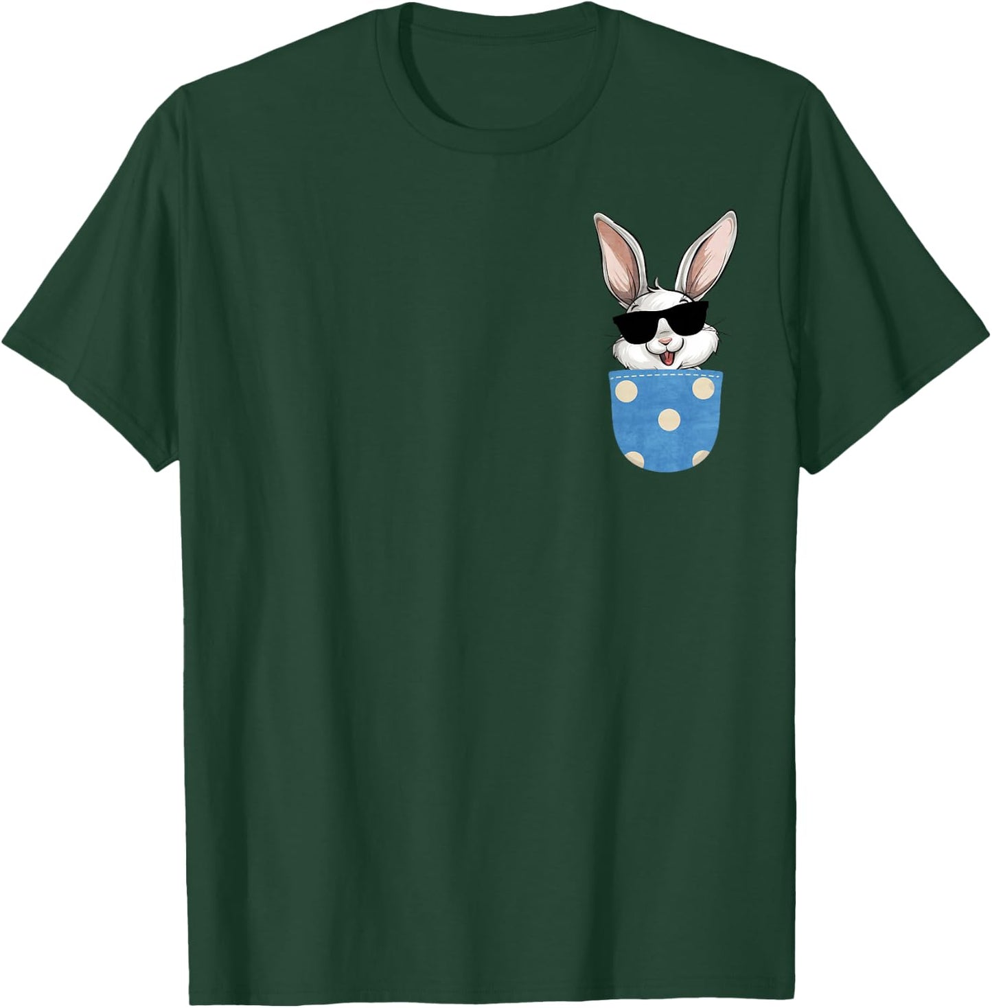 Bunny Rabbit With Sunglasses In Pocket, Happy Easter Day T-Shirt - T-Shirt | Forest